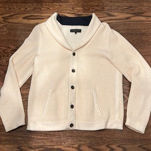 Rag & Bone Men’s Shawl Cardigan Sweater Knit Off White Cream Ivory Navy Medium M